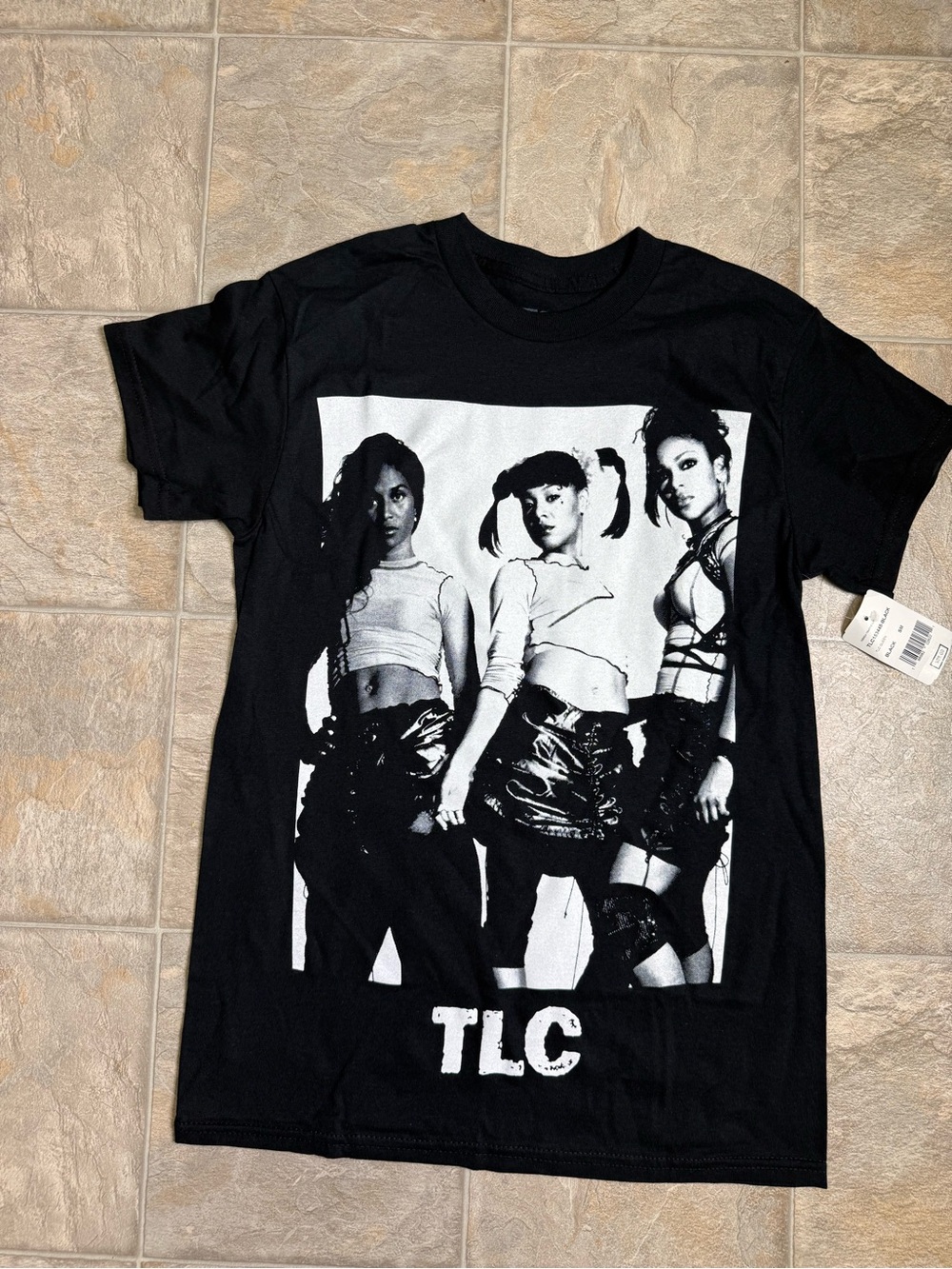 TLC Crewneck Graphic Tshirt Mens Size Small Black Hip Hop R&B Music NWT